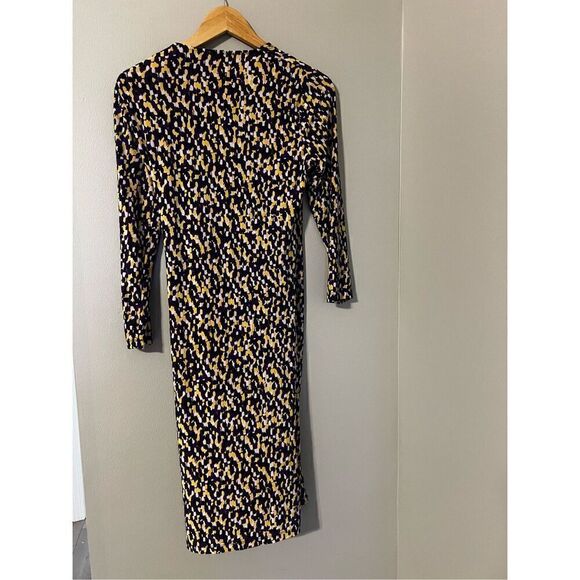 Black Label Evan Picone Women’s Size 6 3/4 Sleeve Sheath Dress Purple Yellow - Picture 7 of 8